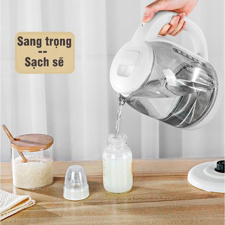 Bình Đun Nước Siêu Tốc - Ấm Siêu Tốc Thủy Tinh Công Suất 1500W Dung Tích 1.8L