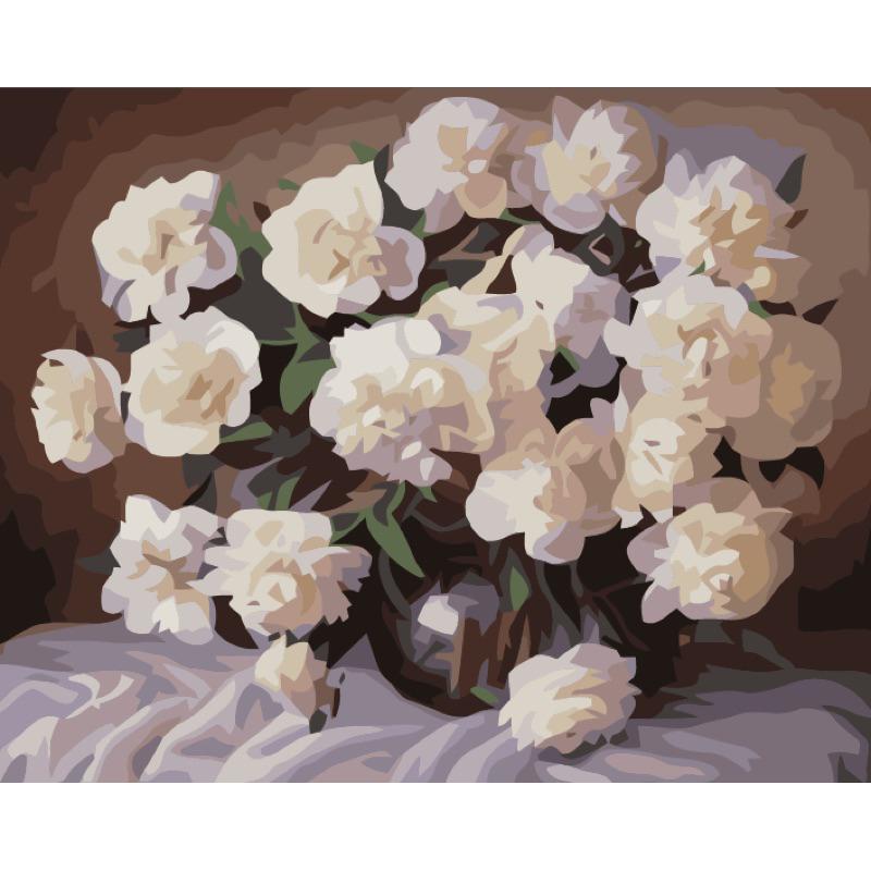 Tranh tô màu theo số Tranh sơn dầu số hoá hình bình hoa size 30*40 kèm khung