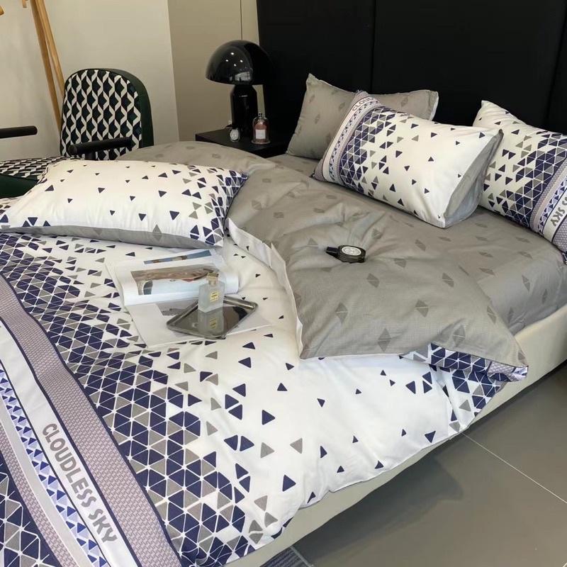 Bộ Chăn Ga Gối Cotton Living Hàng Nhập Khẩu Cao Cấp 4 Món Hoạ Tiết Gạch