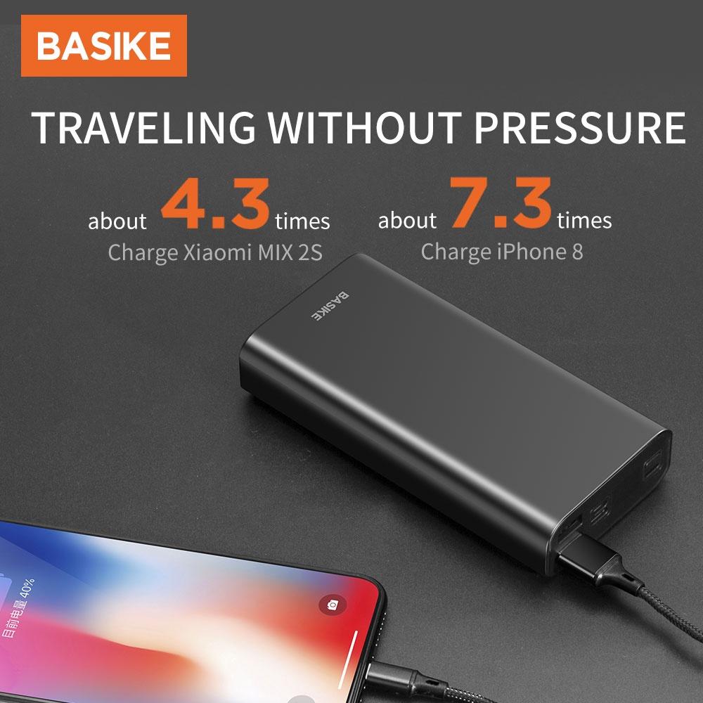 Sạc Dự Phòng 20000mah BASIKE LED Màn hình kỹ thuật số thực cho iPhone Huawei Samsung Xiaomi-Hàng chính hãng