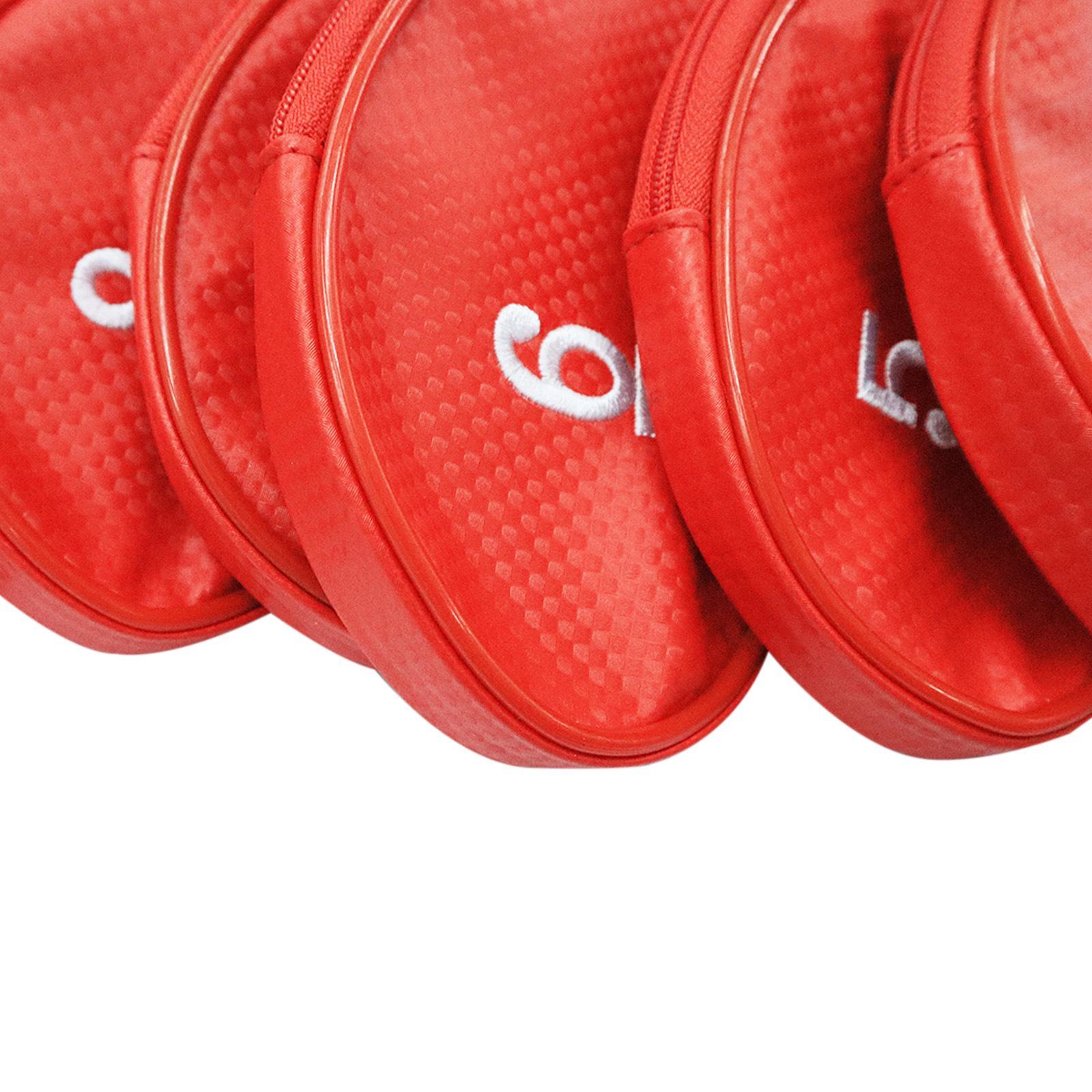 Portable 9x Golf Head Cover Club Iron Protective Headcovers Golf Accessories Red