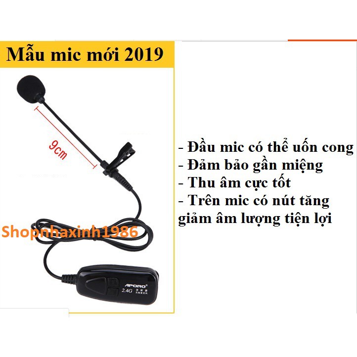 Loa trợ giảng Aporo T20 2.4G cài áo không dây tặng 4 món - Hàng chính hãng