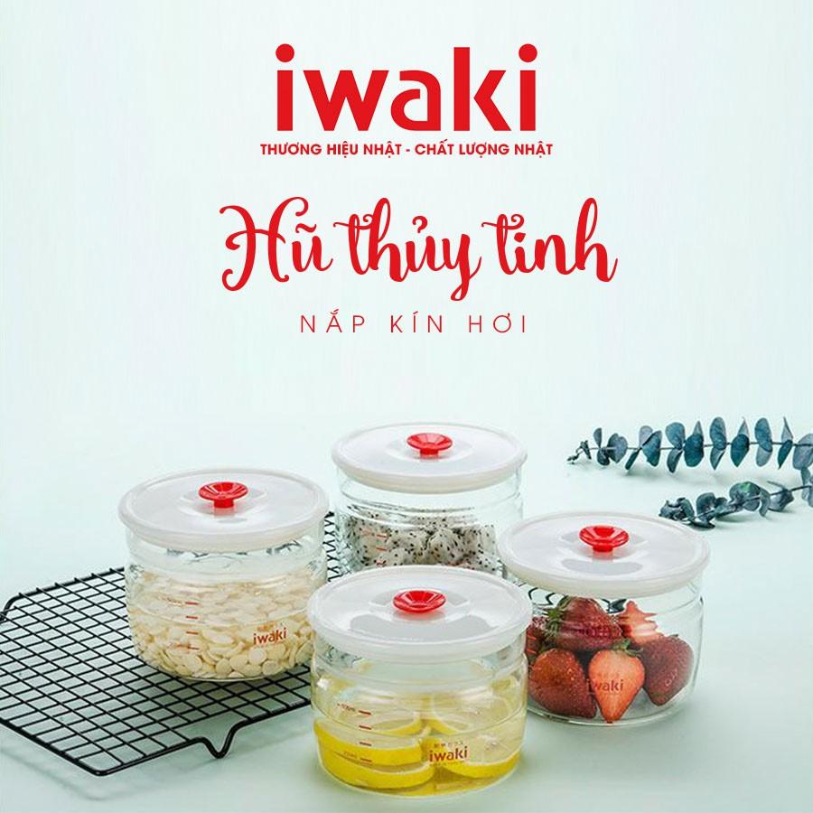 Hũ thủy tinh chịu nhiệt nắp hít Iwaki 200mL