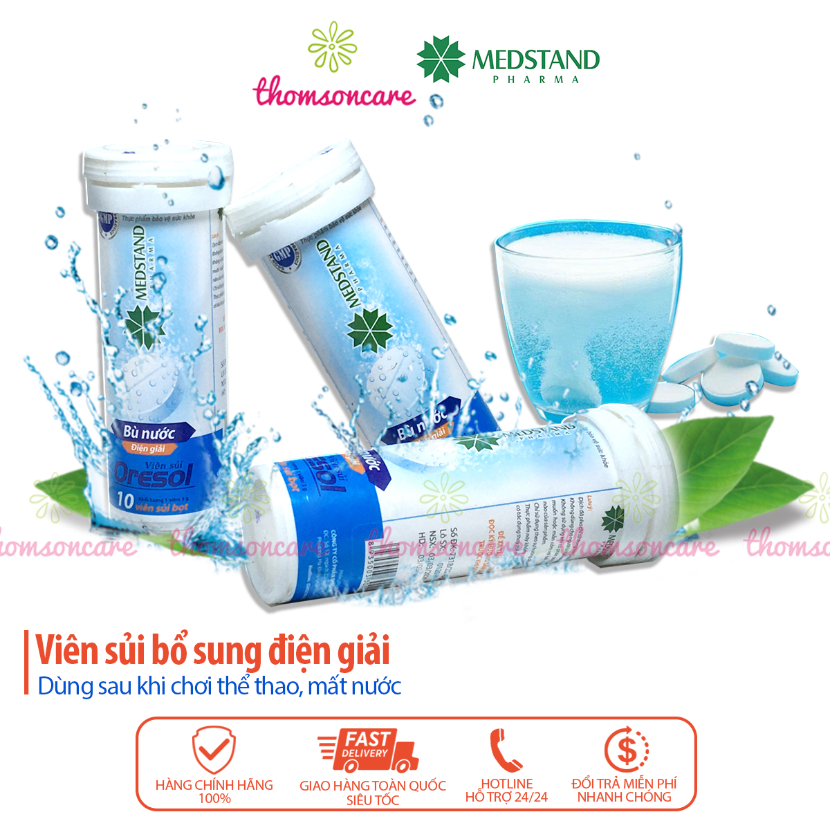 Viên sủi bù nước và chất điện giải Oresol Medstand - Dùng sau khi chơi thể thao, bị sốt, tiêu chảy, nôn mửa