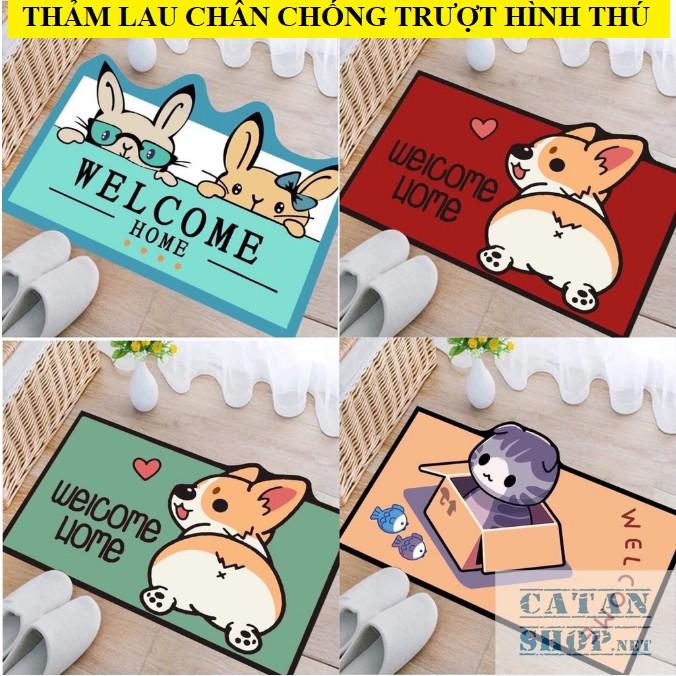 Thảm lau chân hình thú 3D, thảm dậm chân chống trơn 40x60cm. Thảm chống trượt nhà tắm nhà vệ sinh