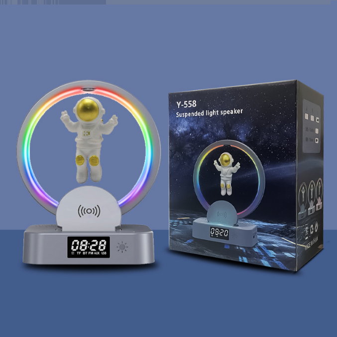 Loa bluetooth đa năng kiêm Sạc không dây, Đồng hồ, Đèn led RGB Astronaut in Space