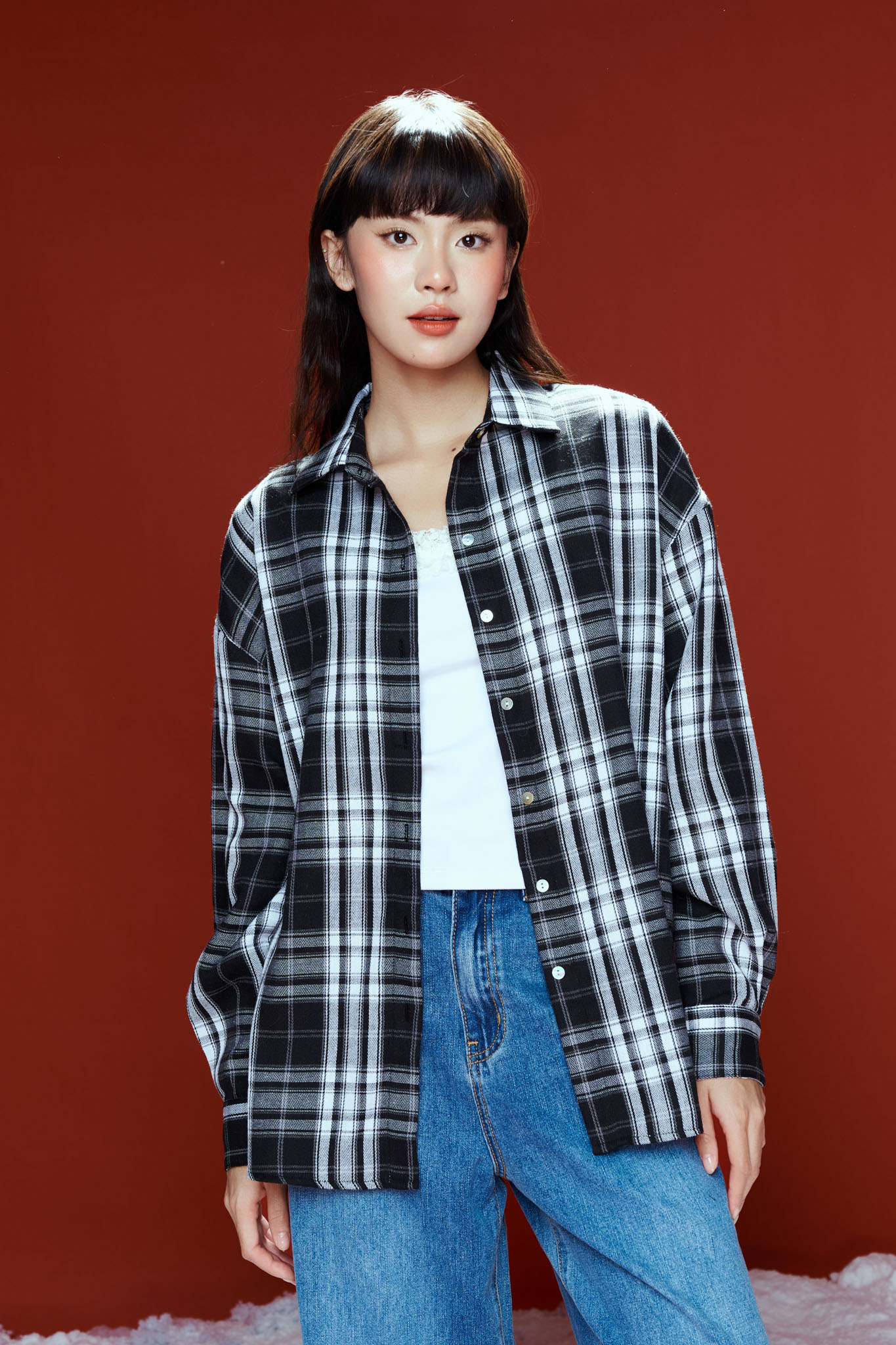 DOTTIE - Sơ mi tay dài kẻ ô - T1026