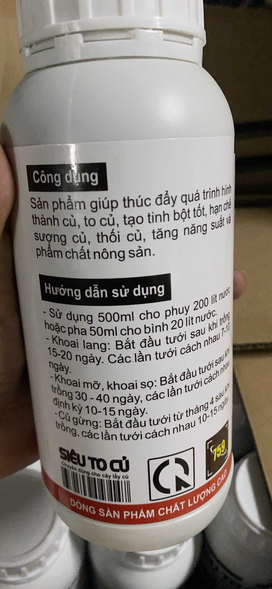 Phân bón cho cây lấy củ - Siêu To Củ chai 500ML - Giúp phát triển củ, năng suất và chất lượng nông sản