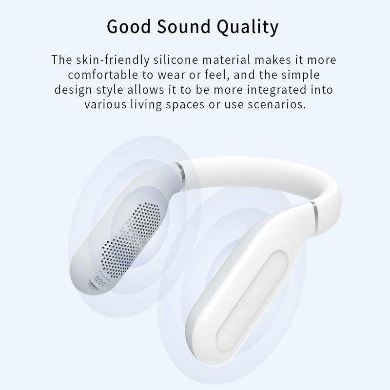 Loa Bluetooth không dây đeo cổ Loa siêu trầm Thể thao ngoài trời Âm thanh nổi di động Loa đeo cổ HS rảnh tay Màu sắc: trắng