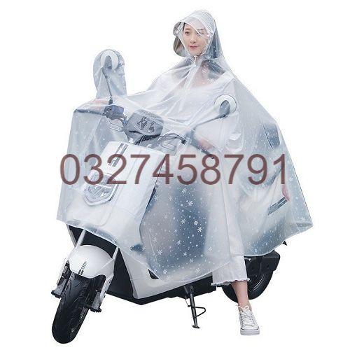 Áo Mưa Hoa Tuyết Cánh Dơi Nhựa Dẻo Trong Suốt, Áo Mưa 1 Đầu
