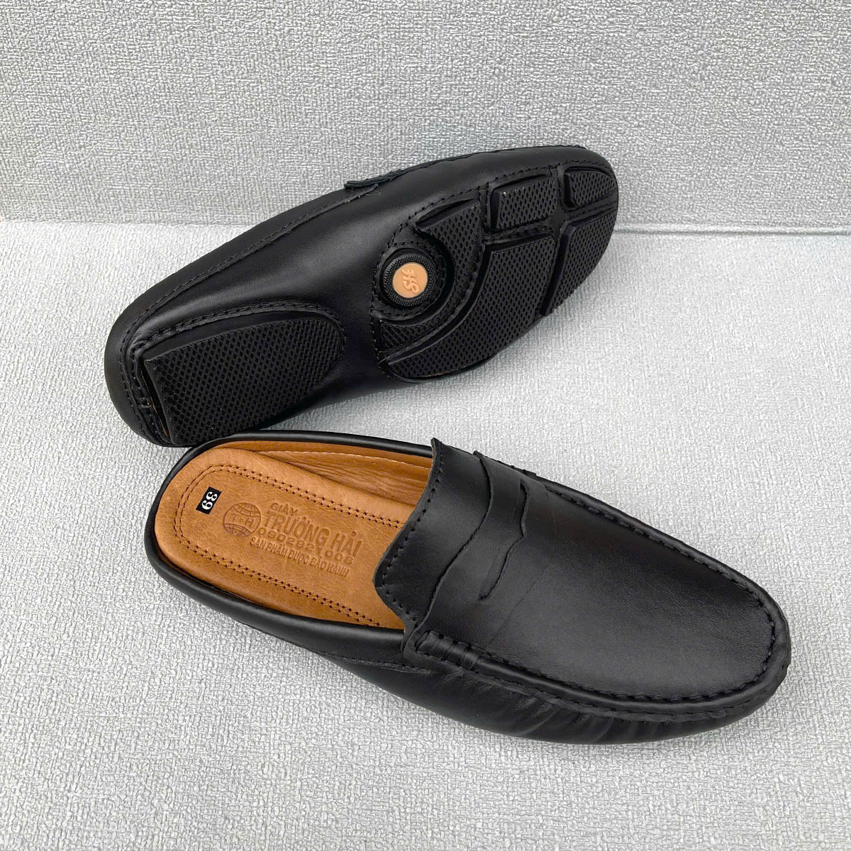 Giày sục da nam Trường Hải GS333 Đế âm da bò nguyên tấm 3 màu đen, nâu, vàng thời trang nam cao cấp