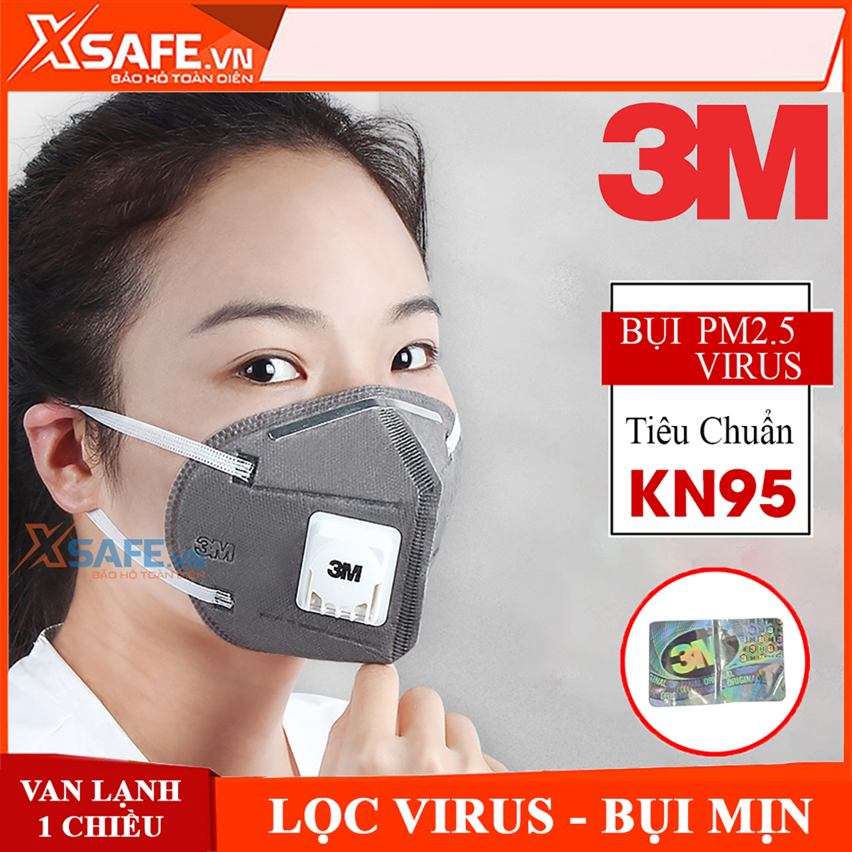Khẩu trang N95 3M 9541V Khẩu trang 3D 5 lớp kháng khuẩn, chống bụi mịn, phòng dịch, tiêu chuẩn KN95 chính hãng 