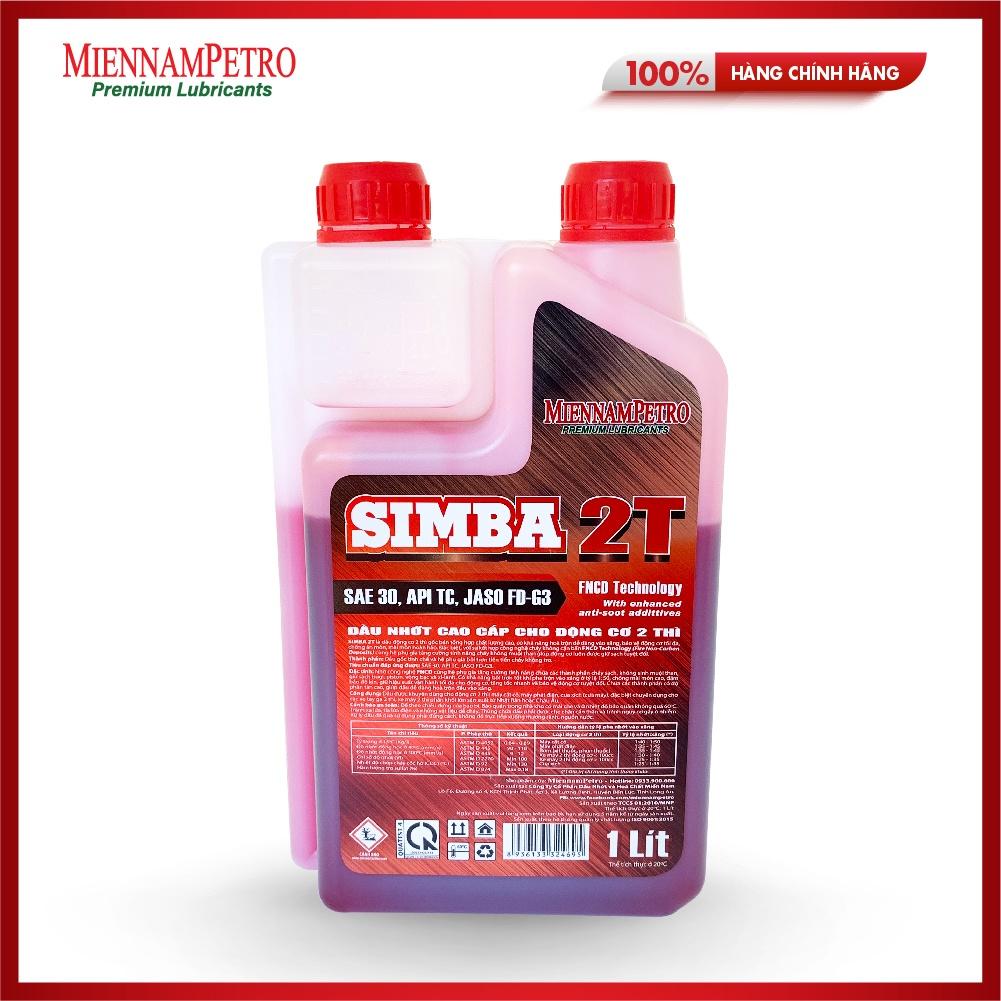 Dầu Nhớt MiennamPetro Simba 2T SAE 30 API TC JASO FD-63 1L Dành Cho Động Cơ Và Xe Máy 2 Thì Chất Lượng Cao