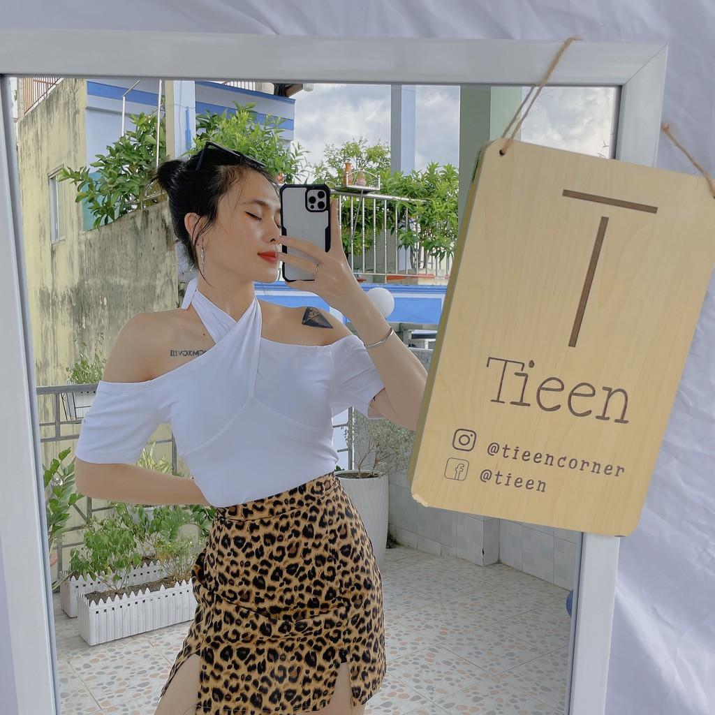Áo croptop bẹt vai nơ buộc nhiều kiểu cá tính