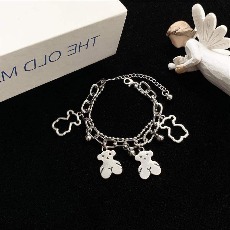 Dây chuyền vòng cổ dây xích kết hợp mặt gấu độc đáo dễ thương