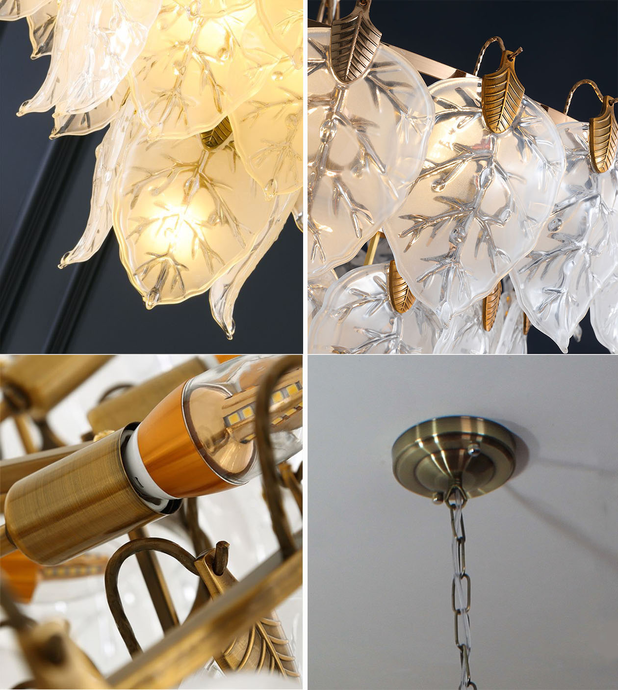 Đèn chùm ARCO pha lê hình chiếc lá hiện đại trang trí nhà cửa cao cấp, sang trọng