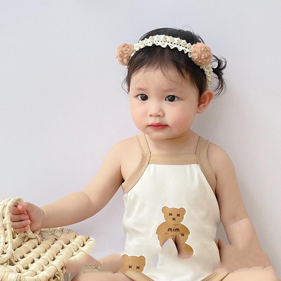 Băng đô nơ ren mini trắng xinh xắn cho bé- băng đô cho bé gái turban nơ đáng yêu Ongvove BDN