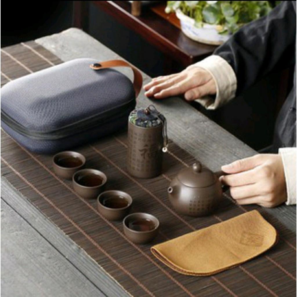 Bộ Bình Trà Có Túi Đựng Đi Du Lịch Thiết Kế Cao Cấp Tiện Dụng, Lạ Mắt Và Độc Đáo + Tặng Kèm Khăn Lau Cao Cấp