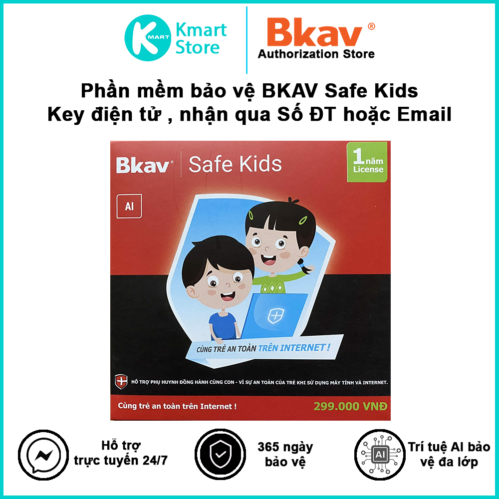 Phần mềm giám sát, bảo vệ trẻ em - Bkav Safe Kids - Key điện tử - Hàng Chính Hãng