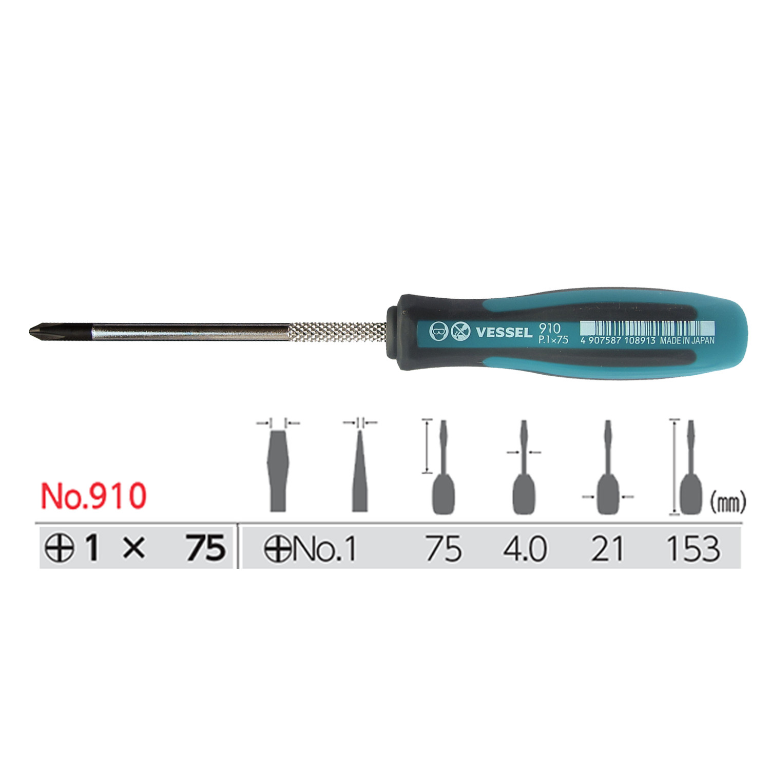 Tô vít cỡ nhỏ mũi Megadora No.910 Vessel sản xuất tại Nhật Bản
