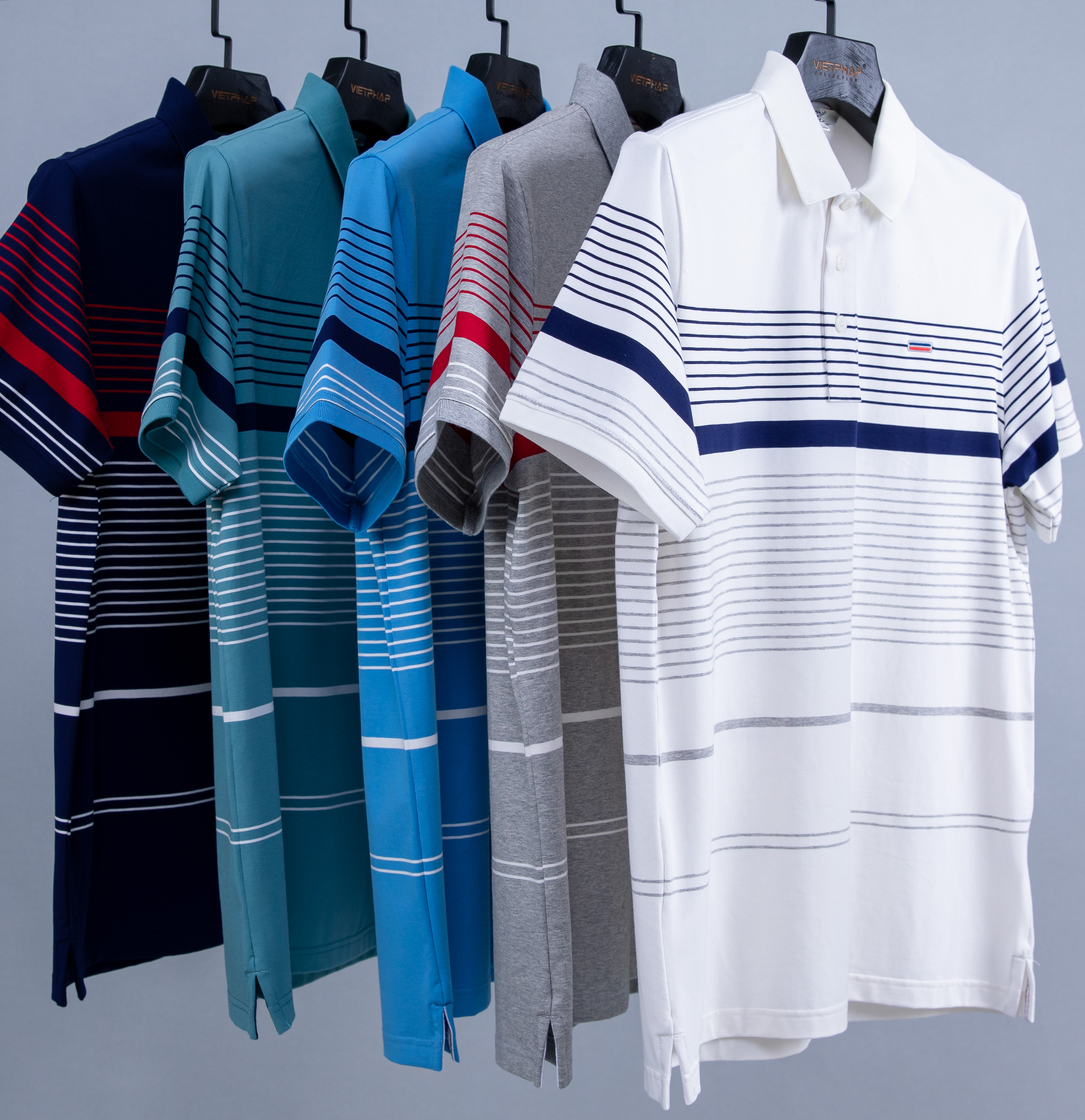 Áo Polo Nam VIỆT PHÁP Form Luxury - Thun 4 Chiều Sọc , lịch lãm, sang trọng 2100