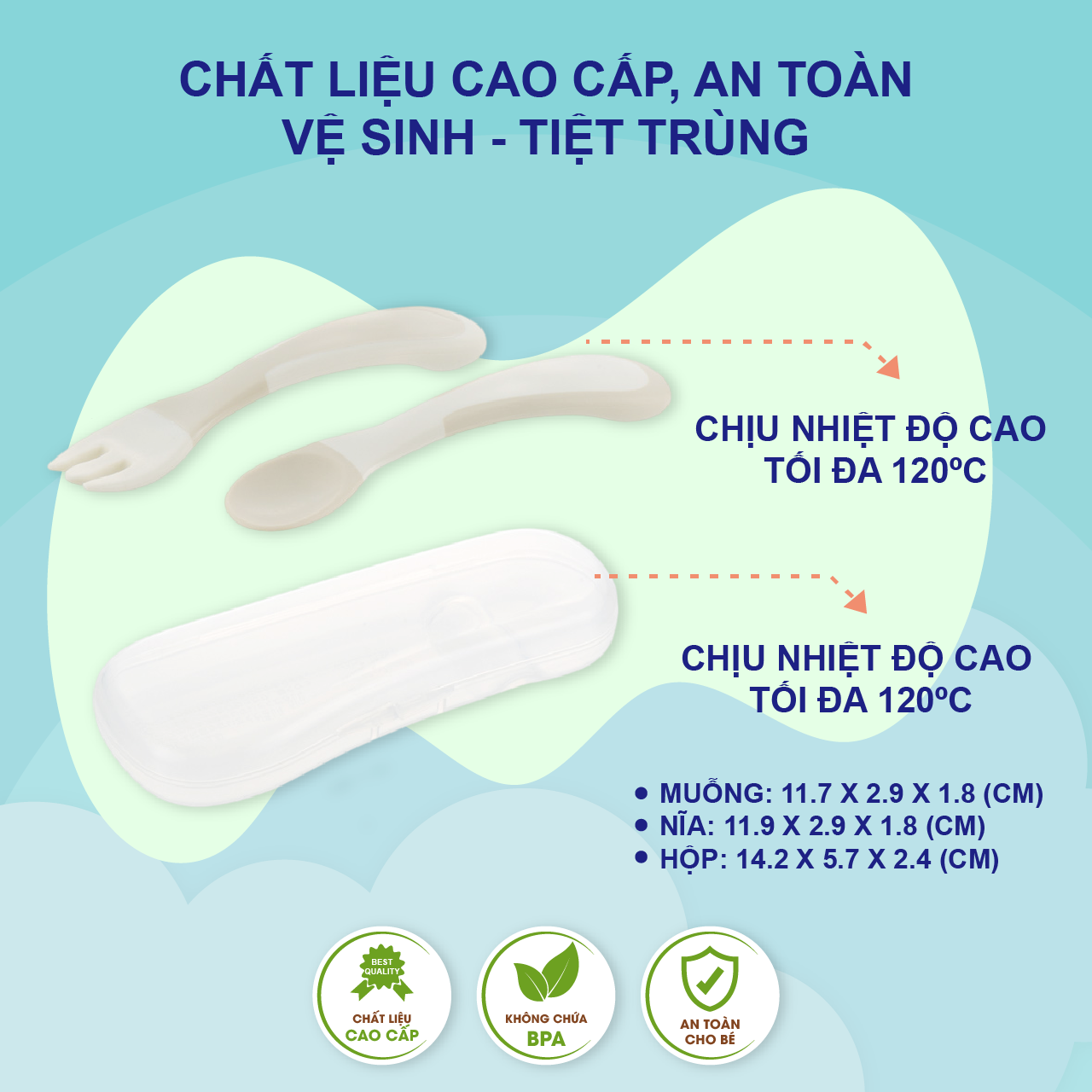 Bộ muỗng nĩa cong RICHELL TLI cho bé tự xúc có hộp đựng  | Baby