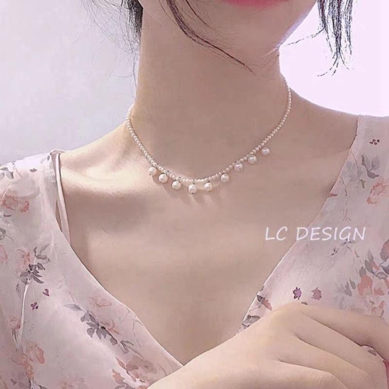 N379 dây chuyền choker vòng cổ hạt Ngọc kiểu dáng xinh xắn cho nữ