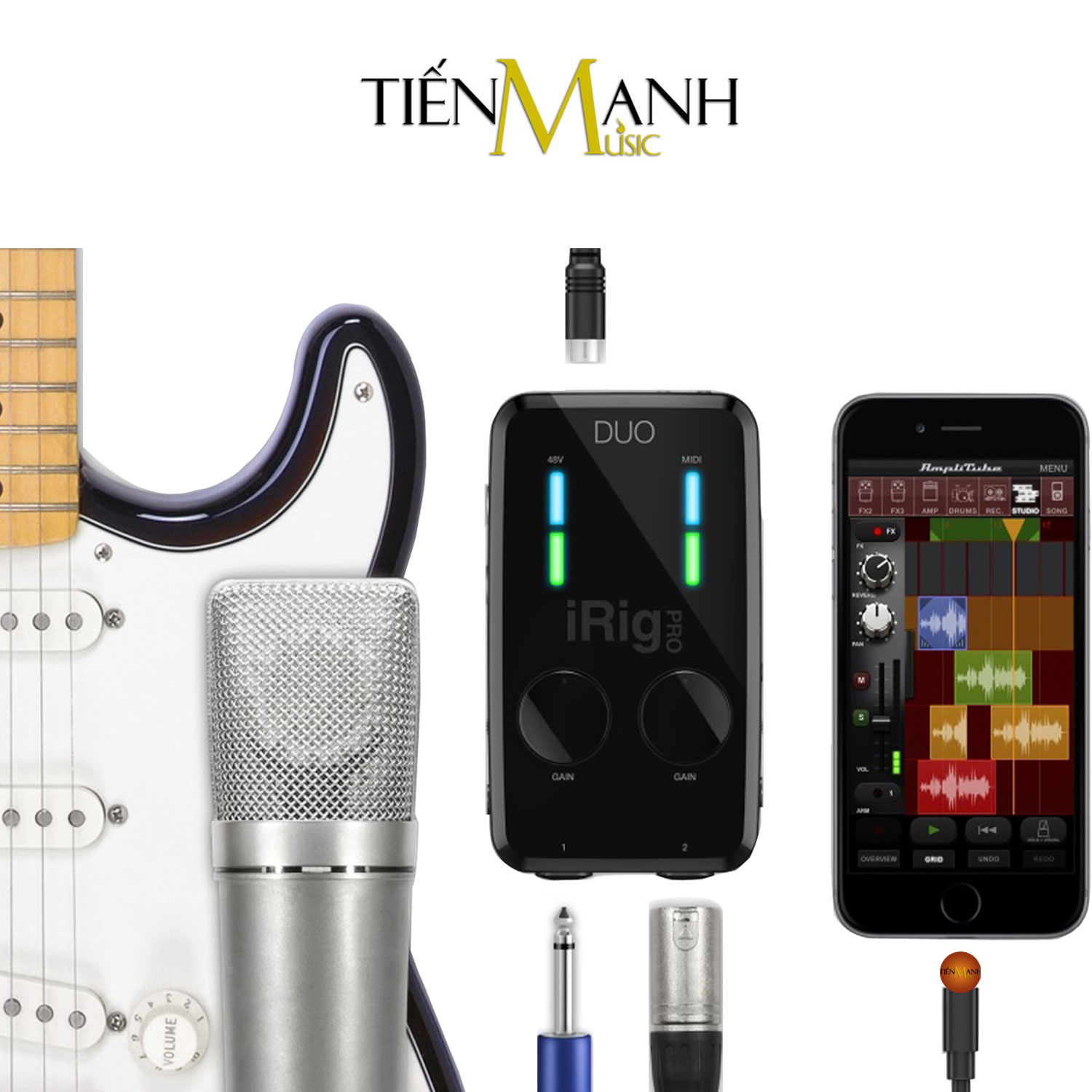 Thiết Bị Thu Âm Và Livestream iRig Pro Duo I/O IK Multimedia Live Điện Thoại Nối Guitar Pickup Soundcard Hàng Chính Hãng