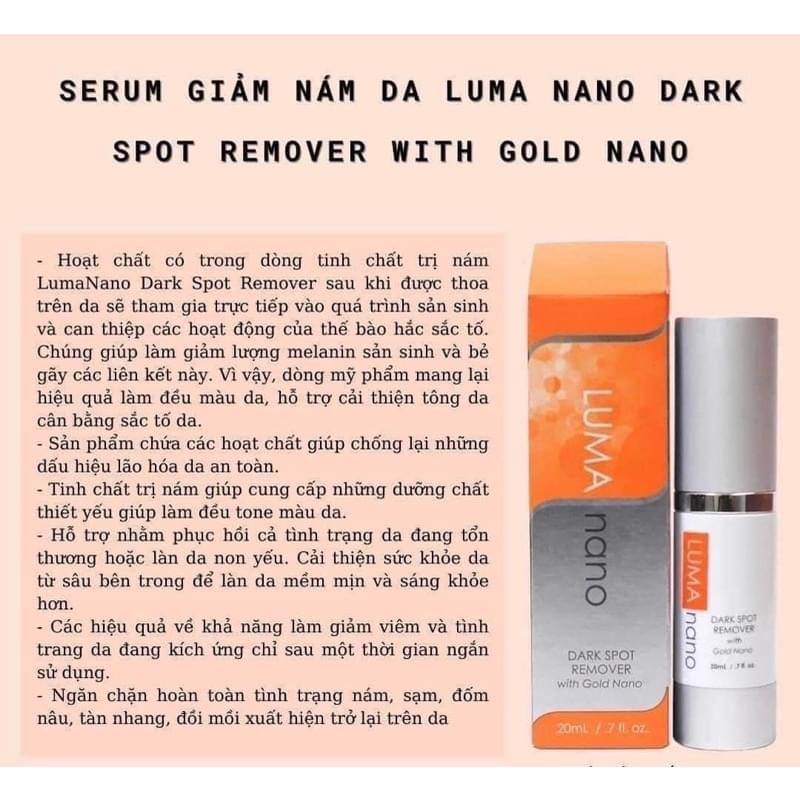 Serum giảm nám da Luma Nano Dark Sport Remover with Gold Nano 20ml