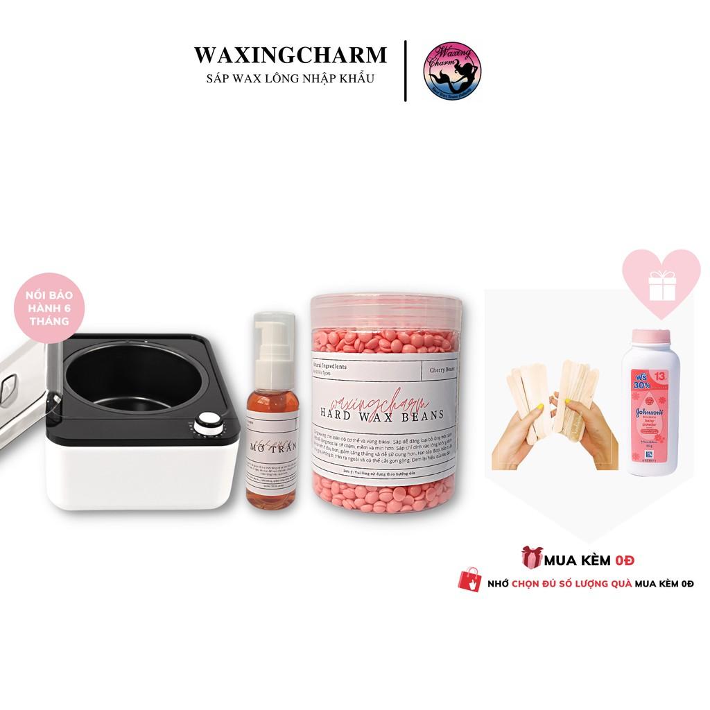 Combo Máy Nấu Sáp Chống Dính 300gr Sáp Wax Lông Nóng Dành Cho Nách, Body, Bikini và 50ml Mỡ Trăn Giúp Triệt Lôn