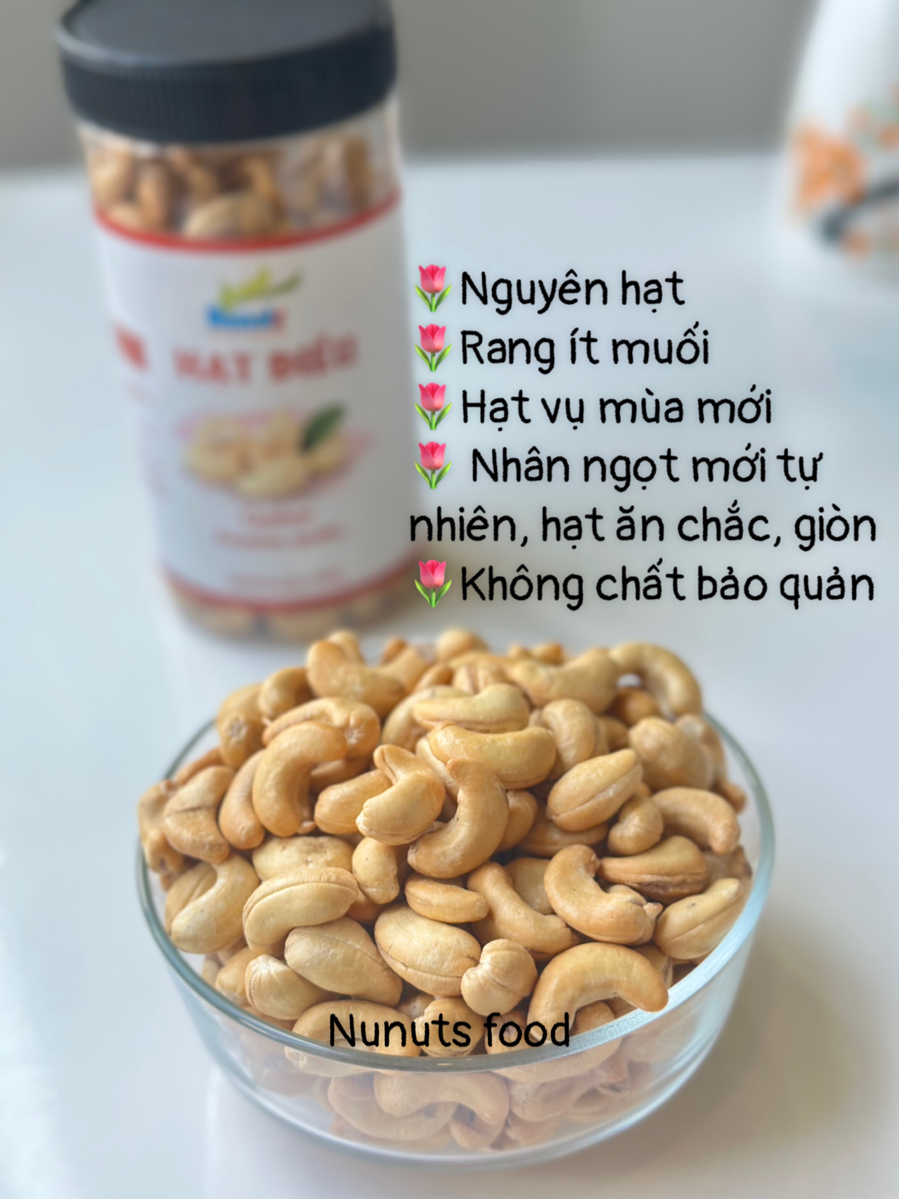 Hạt điều tách vỏ đã sấy giòn, nguyên hạt Bình Phước thơm ngon, hạt chắc, nhân ngọt mới , không chất bảo quản Nunuts