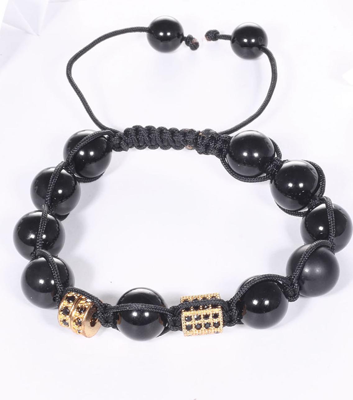 Vòng tay đá obsidian mix charm màu vàng gắn đá đen 10mm mệnh thủy, mộc - Ngọc Quý Gemstones