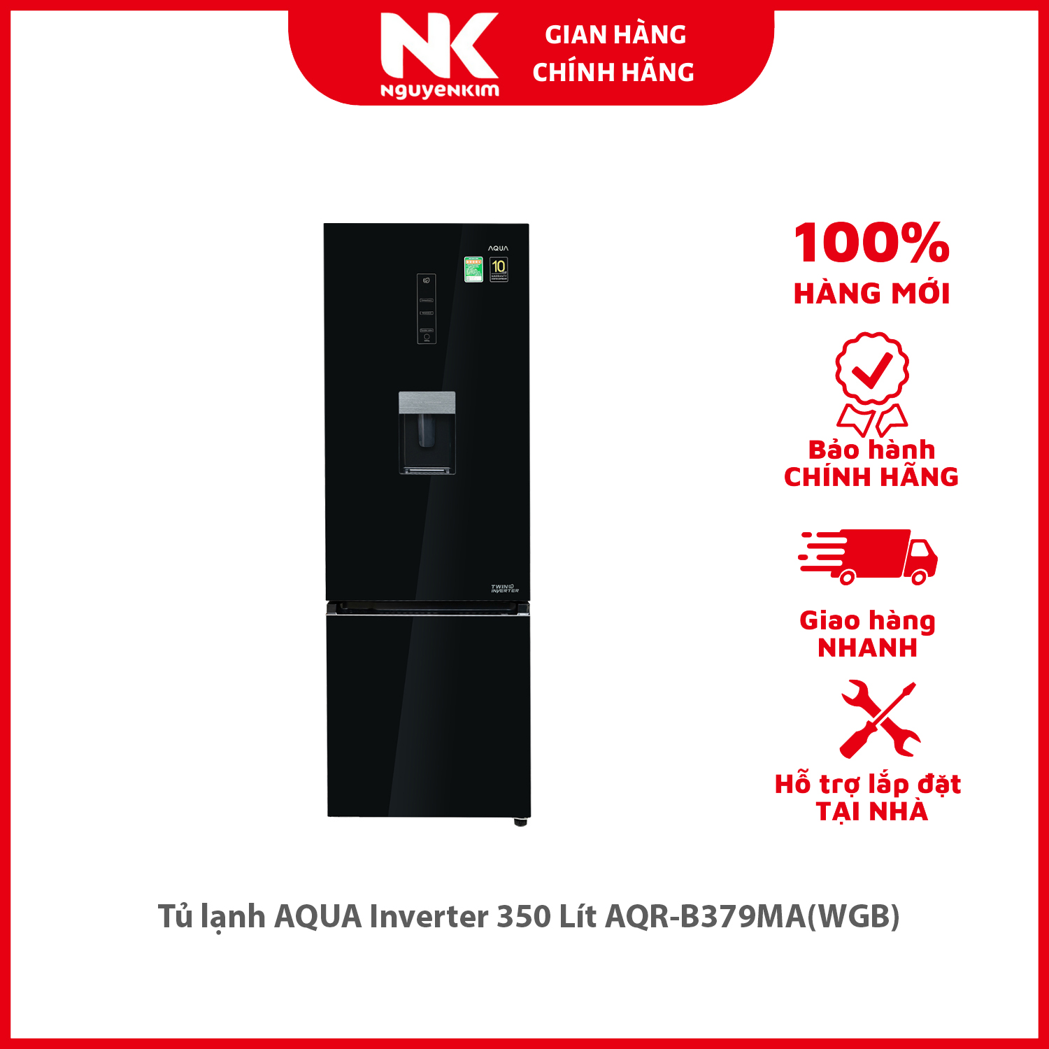 Tủ lạnh AQUA Inverter 350 Lít AQR-B379MA(WGB) - Hàng chính hãng [Giao hàng toàn quốc]