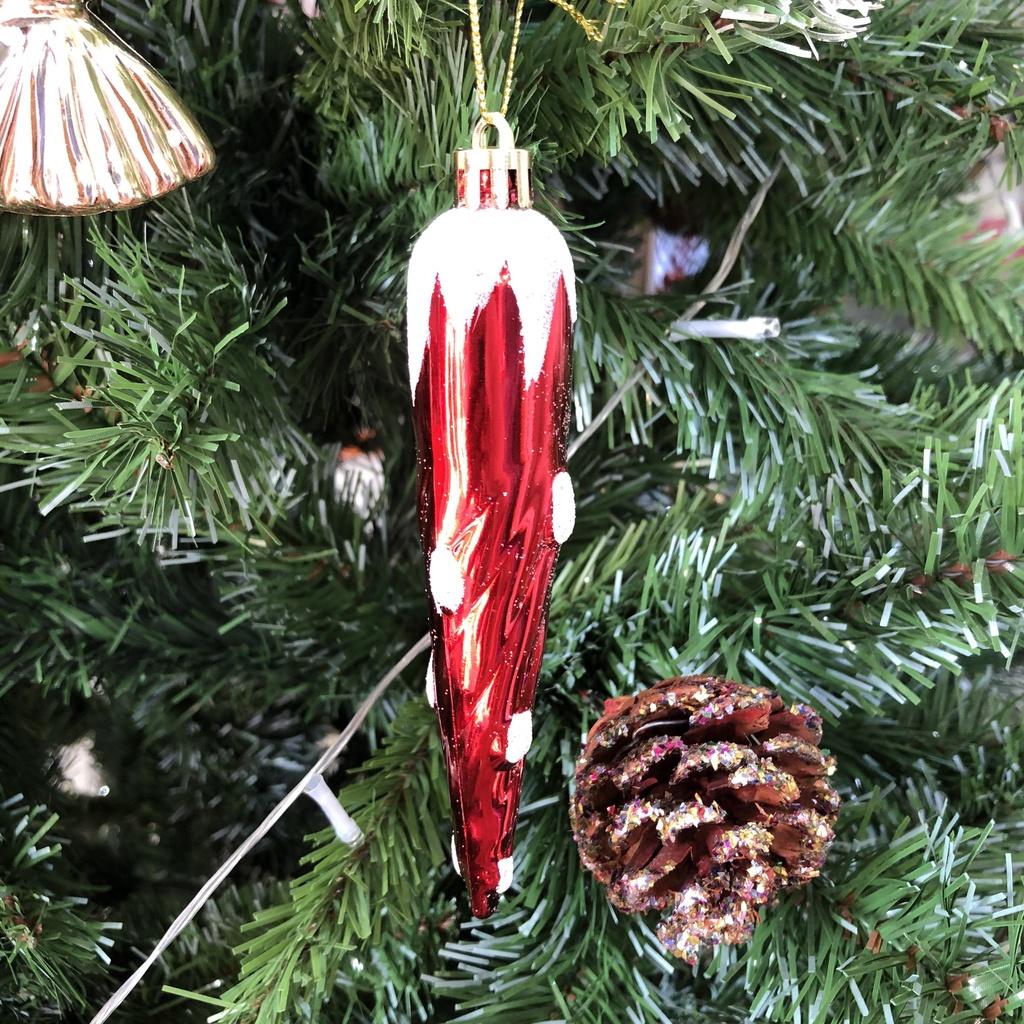 Combo 6 châu quả ớt phủ nhũ lấp lánh treo cây thông Noel trang trí vòng nguyệt quế giáng sinh