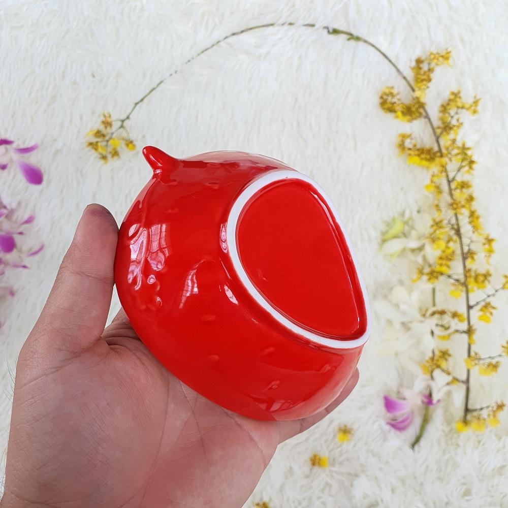 Bộ Gốm Sứ Hình Trái Dâu- Bộ 2 món Chén, Dĩa - Gốm Sứ Khử Chì - Size To Hình Trái Cây Siêu Đẹp