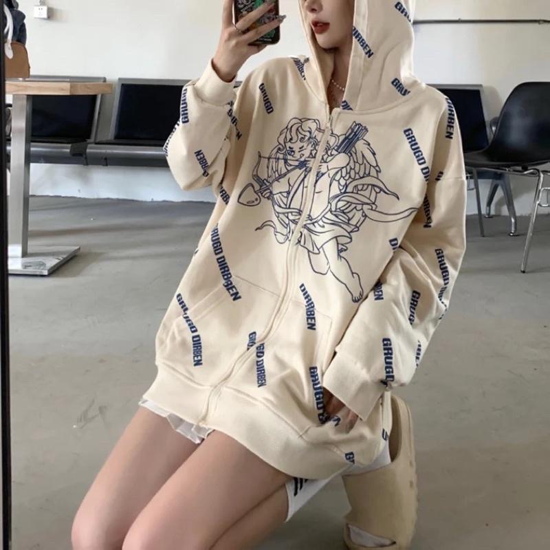{Ảnh Thật} Áo Khoác Nỉ Hoodie Khoá Kéo Form Rộng Unisex Có Mũ Trùm Đầu