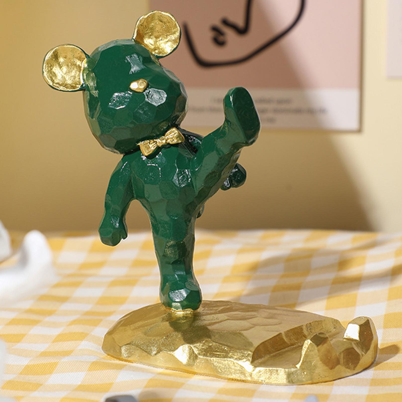 Unique Bear Sculpture Mobile Phone Stand Toys for Desk Decorations Smartphone Car