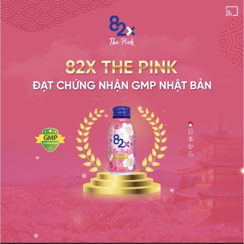 Nước Uống Đẹp Da - 82X The Pink Collagen 1000mg Collagen Peptide, 100ml/Chai Nước Uống Đẹp Da Tràn Năng Lượng Đến Từ Nhật Bản