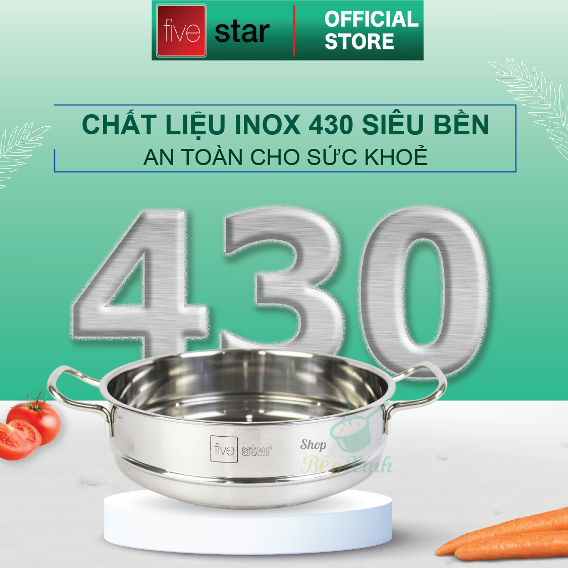 Bộ Nồi Xửng Hấp Fivestar Inox 3 Đáy ST24-3D - Hàng Chính Hãng