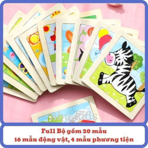 Tranh ghép hình 9 mảnh gỗ cho bé sáng tạo, Đồ chơi xếp hình 11X11cm phảt triển tư duy.abu.kids