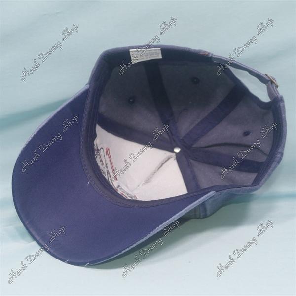 Nón kết hàng quảng châu, mũ lưỡi trai 5 múi thêu chữ Sharks Young vải kaki oát cao cấp vòng đầu 56-60cm đánh kiểu tua 2 bên hông và kết - Xám &amp; xanh