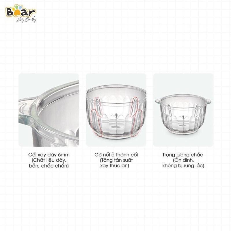 Máy xay thịt đa năng Bear 2.5L QSJ-C04R8S cho gia đình - Xay thực phẩm chế biến đồ ăn - Hàng chính hãng