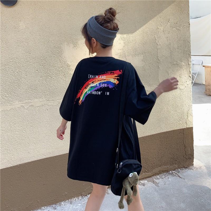 Áo thun tay lỡ RAINBOW CẦU VỒNG form rộng ulzzang couple nam nữ UNISEX