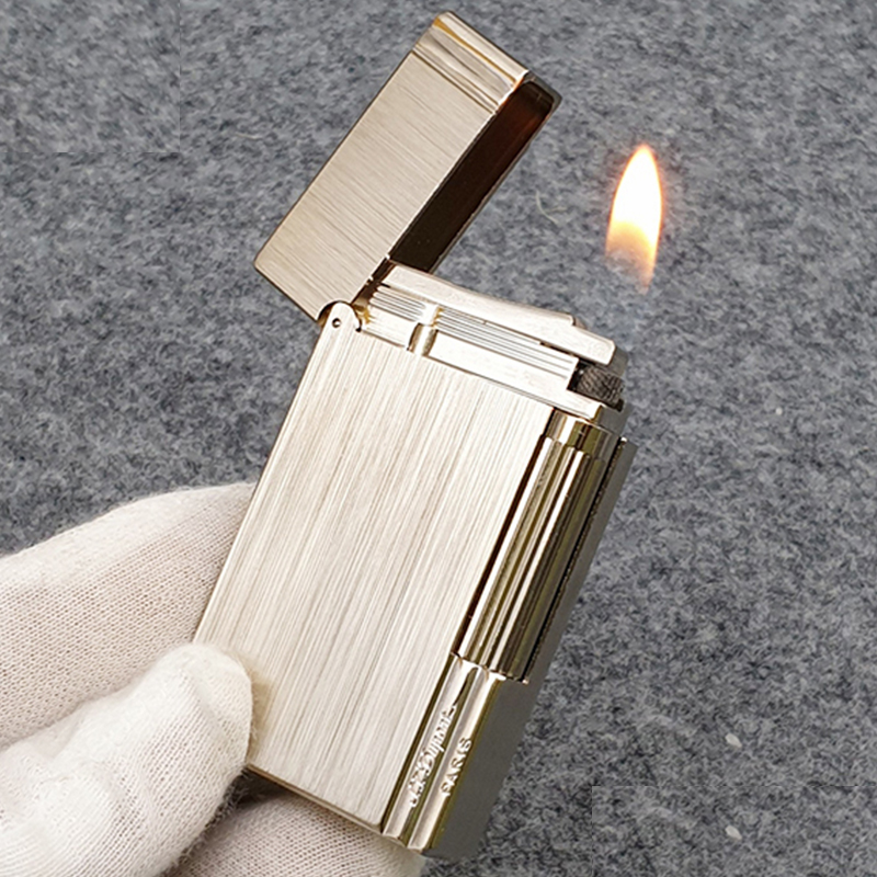 Vỏ Hột Quẹt Bật Lửa Upon Gas Đá  D163V/B Họa Tiết Hoa Văn Xước Dọc Kẻ Viền Màu Vàng/ Bạc - Dùng Gas Đá Cao Cấp