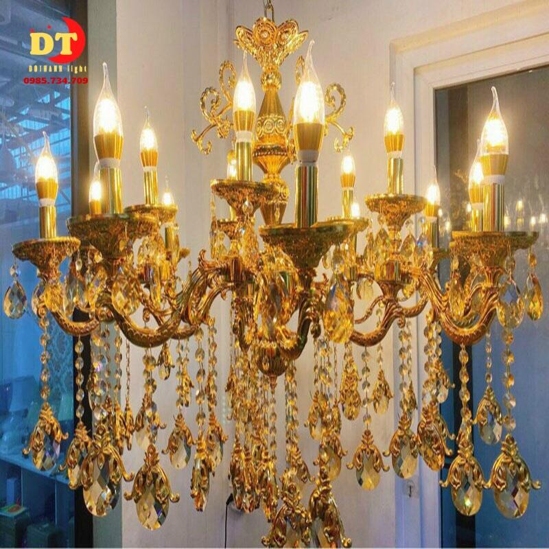 Đèn chùm nến 15 tay hợp kim phong cách cổ điển DQM