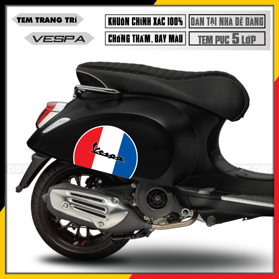 Tem Rời Vespa Sprint/LX/Primavera/GTS Cờ Pháp | VP17 | Tem Rời Cho Dòng Xe Vespa, Chất Liệu PVC