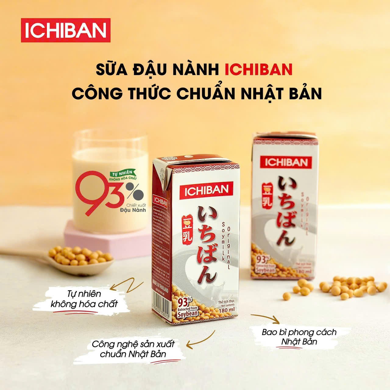 Thùng 48 Hộp Sữa Đậu Nành Nguyên Chất ICHIBAN (180ml/Hộp)