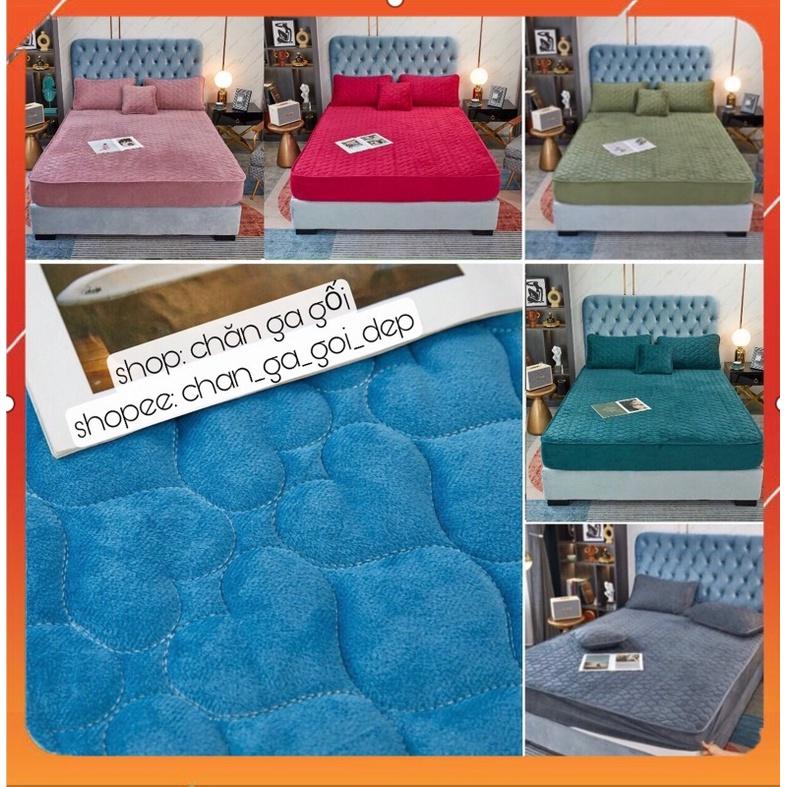 Ga gối nỉ nhung trần Tim trải giường cao cấp