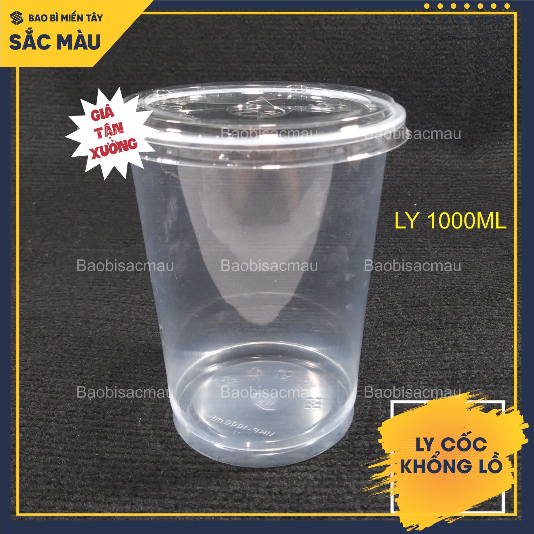 Sỉ 50 cốc nhựa/ ly nhựa PP khổng lồ 800ml, 900ml, 1000ml kèm nắp
