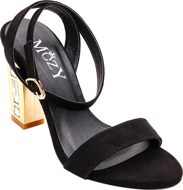 Giày Sandal Mozy Gót Vuông Da Lộn Quai Ngang MZSD029